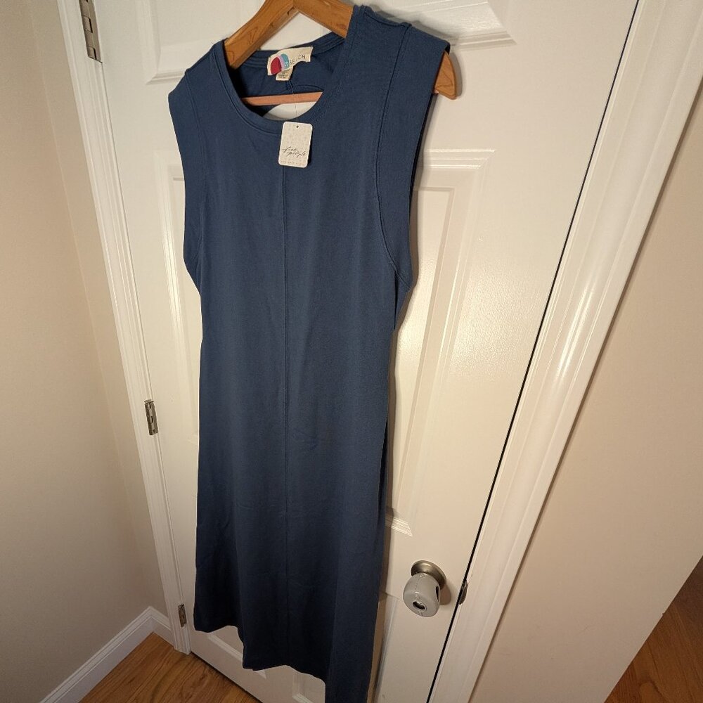 NWT Free People FP Beach Maxi Exposed Back Dress Blue Medium